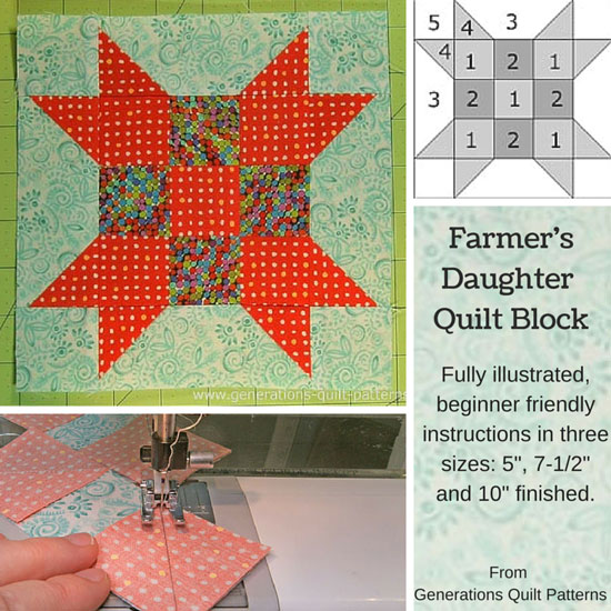 Farmer s Daughter Quilt Block 5 7 1 2 10 Finished