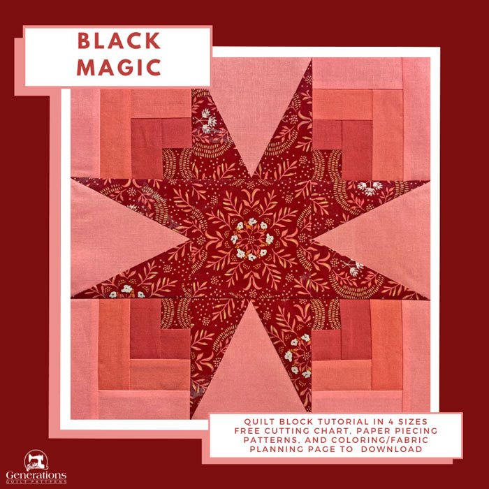 Bewitching Black Magic Quilt Block Tutorial 6 9 12 18 Sizes