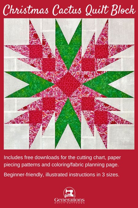 Free Christmas Cactus Quilt Block: 10