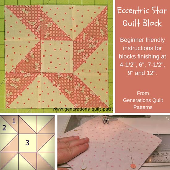 Eccentric Star Quilt Block: 4-1/2