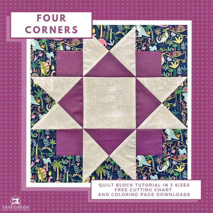 Four Corners Quilt Block Tutorial 6 9 And 12 Finished