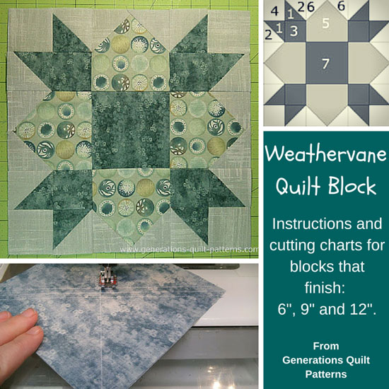 Weathervane Quilt Block 6 9 And 12 Finished